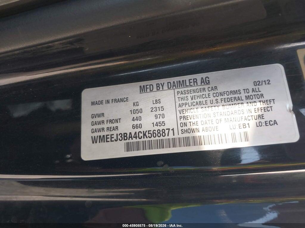WMEEJ3BA4CK568871 2012 SMART FORTWO photo no. 9