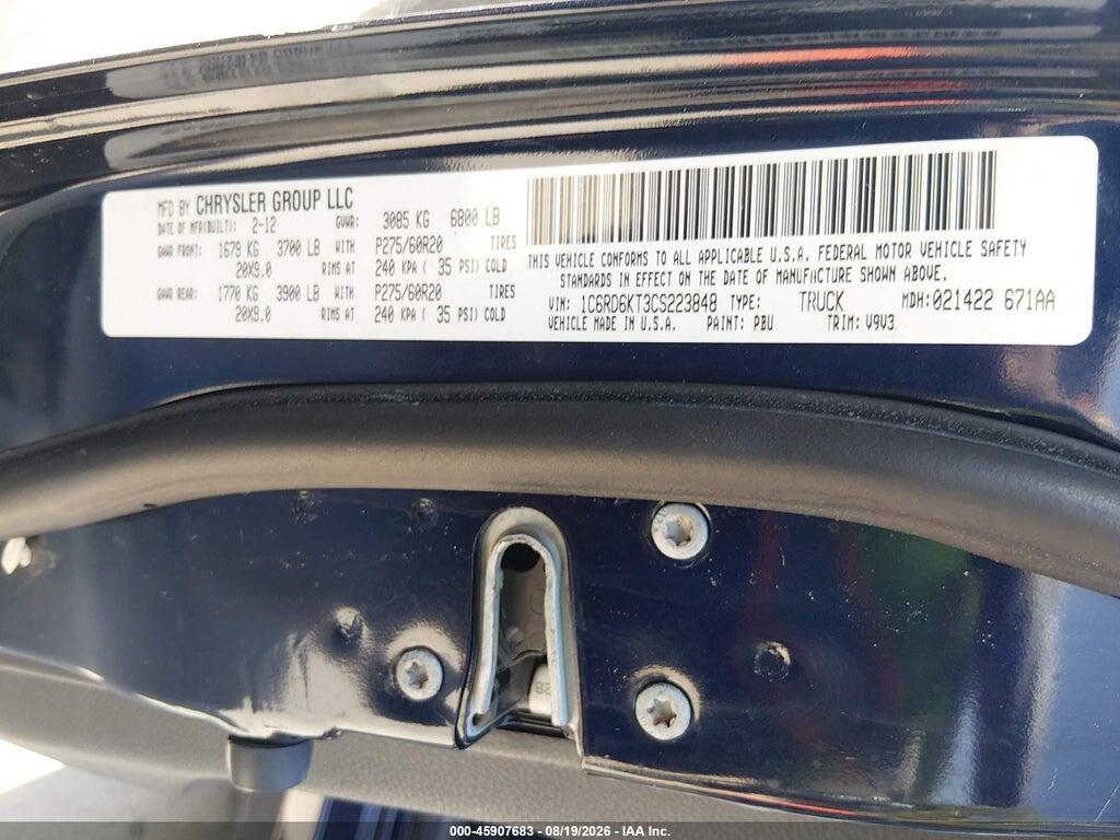 1C6RD6KT3CS223848 2012 RAM 1500 photo no. 9