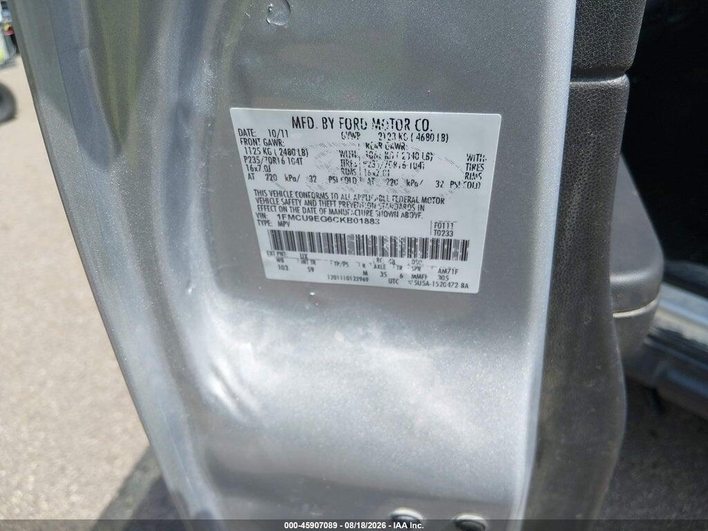 1FMCU9EG6CKB01883 2012 FORD ESCAPE photo no. 9