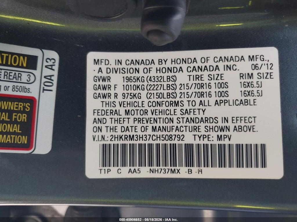 2HKRM3H37CH508792 2012 HONDA CR-V photo no. 9