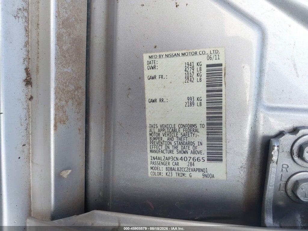 1N4AL2AP3CN407665 2012 NISSAN ALTIMA photo no. 9