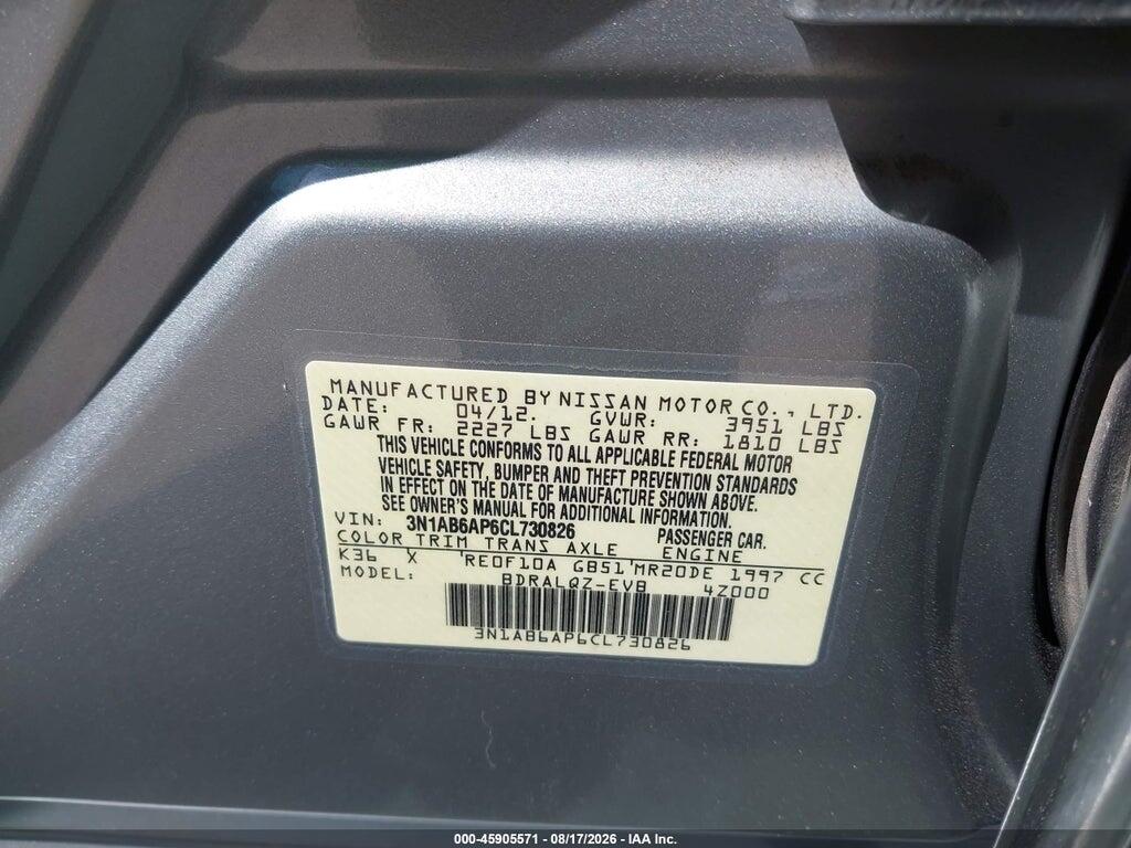 3N1AB6AP6CL730826 2012 NISSAN SENTRA photo no. 9
