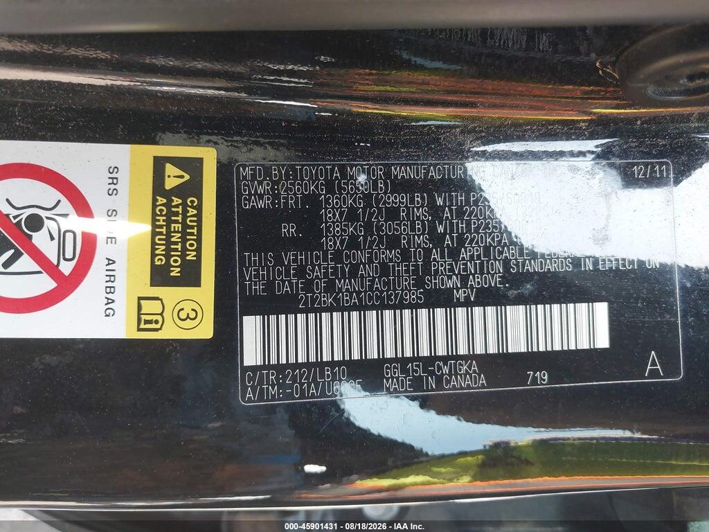 2T2BK1BA1CC137985 2012 LEXUS RX 350 photo no. 9