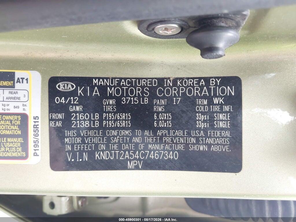 KNDJT2A54C7467340 2012 KIA SOUL photo no. 9