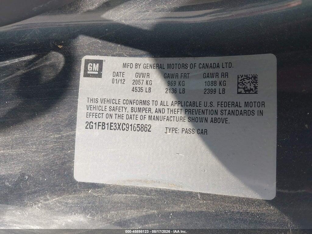 2G1FB1E3XC9165862 2012 CHEVROLET CAMARO photo no. 9