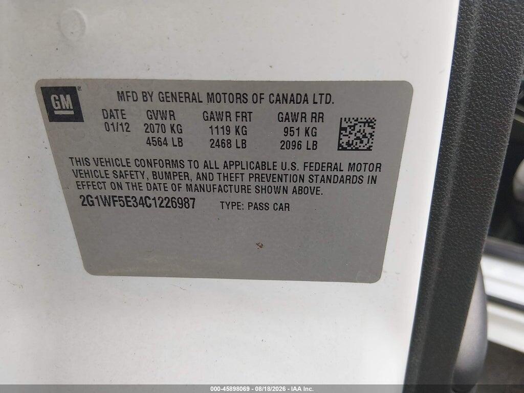 2G1WF5E34C1226987 2012 CHEVROLET IMPALA photo no. 9