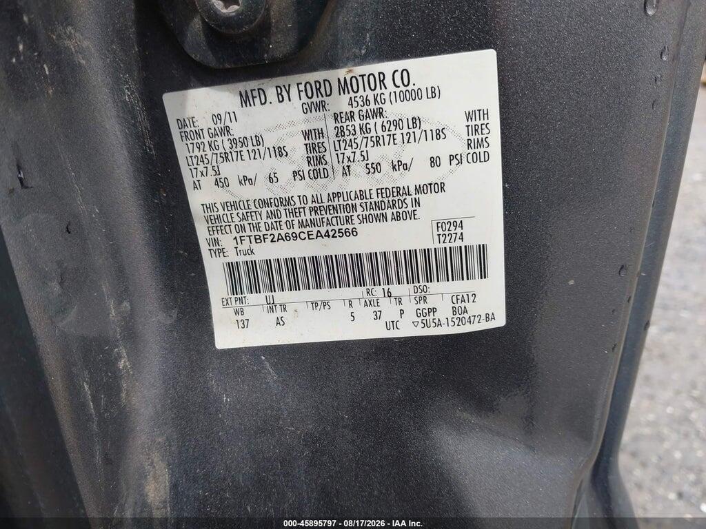 1FTBF2A69CEA42566 2012 FORD F-250 photo no. 9