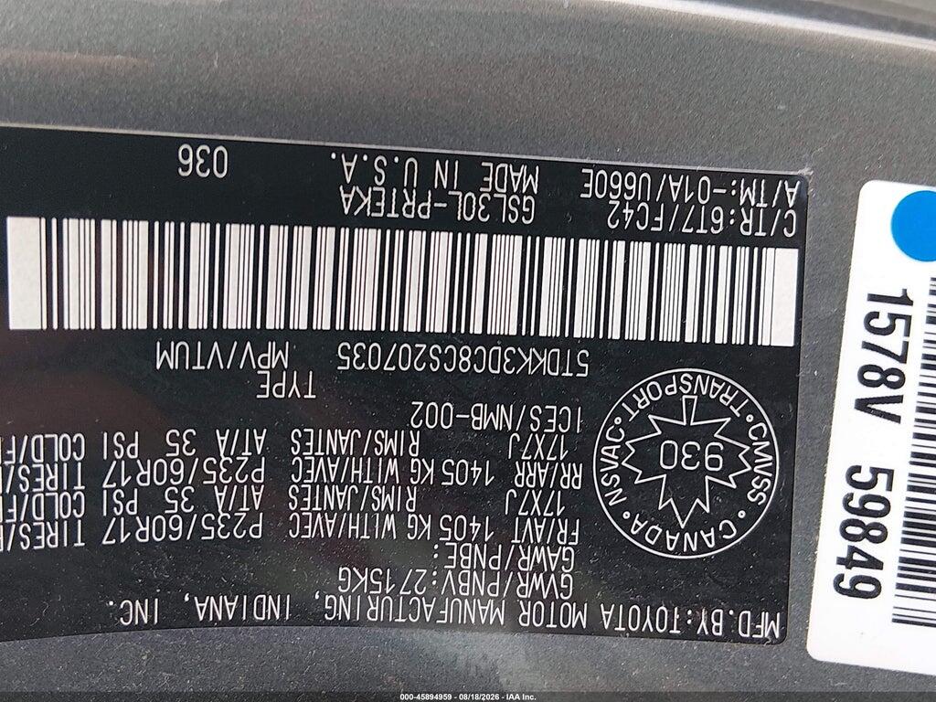 5TDKK3DC8CS207035 2012 TOYOTA SIENNA photo no. 9
