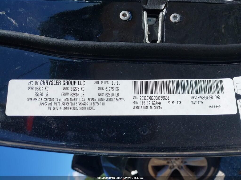 2C3CDXBG8CH158630 2012 DODGE CHARGER photo no. 9