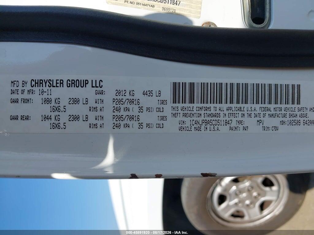 1C4NJPBA5CD511847 2012 JEEP PATRIOT photo no. 9