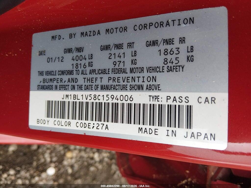 JM1BL1V58C1594006 2012 MAZDA MAZDA3 photo no. 9