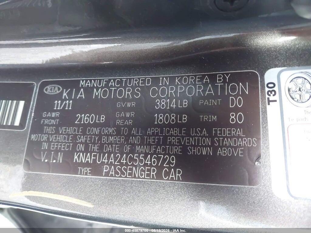 KNAFU4A24C5546729 2012 KIA FORTE photo no. 9