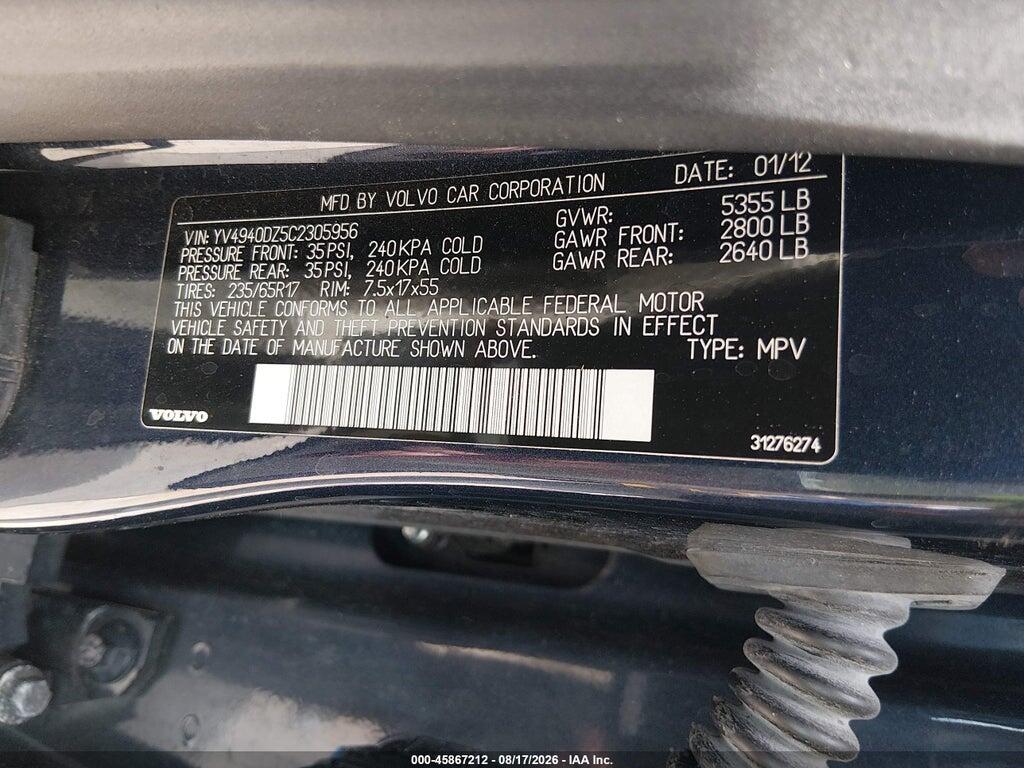 YV4940DZ5C2305956 2012 VOLVO XC60 photo no. 9
