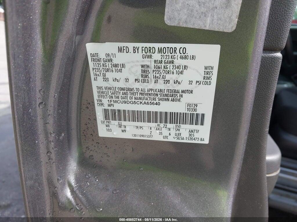 1FMCU9DG5CKA65640 2012 FORD ESCAPE photo no. 9