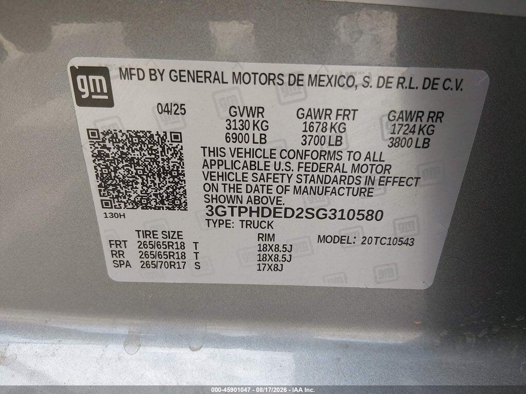 3GTPHDED2SG310580 2025 GMC SIERRA 1500 photo no. 9