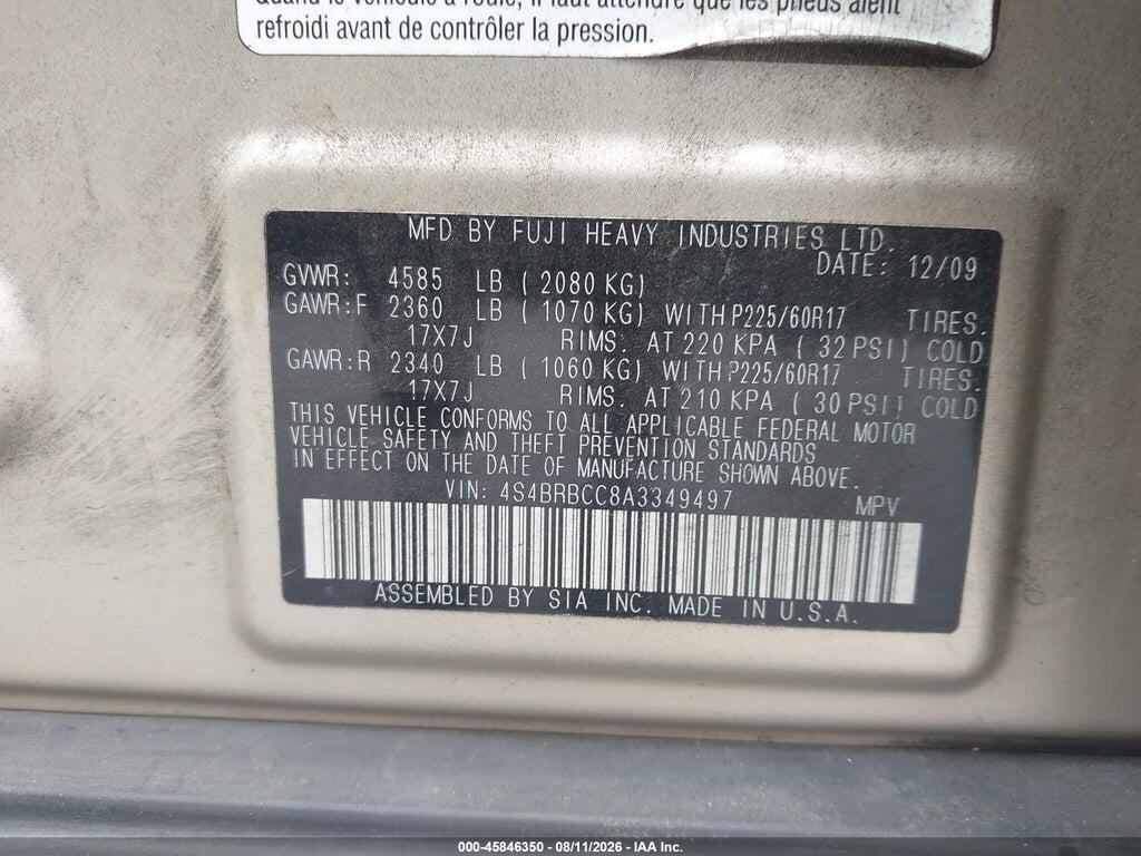 4S4BRBCC8A3349497 2010 SUBARU OUTBACK photo no. 9