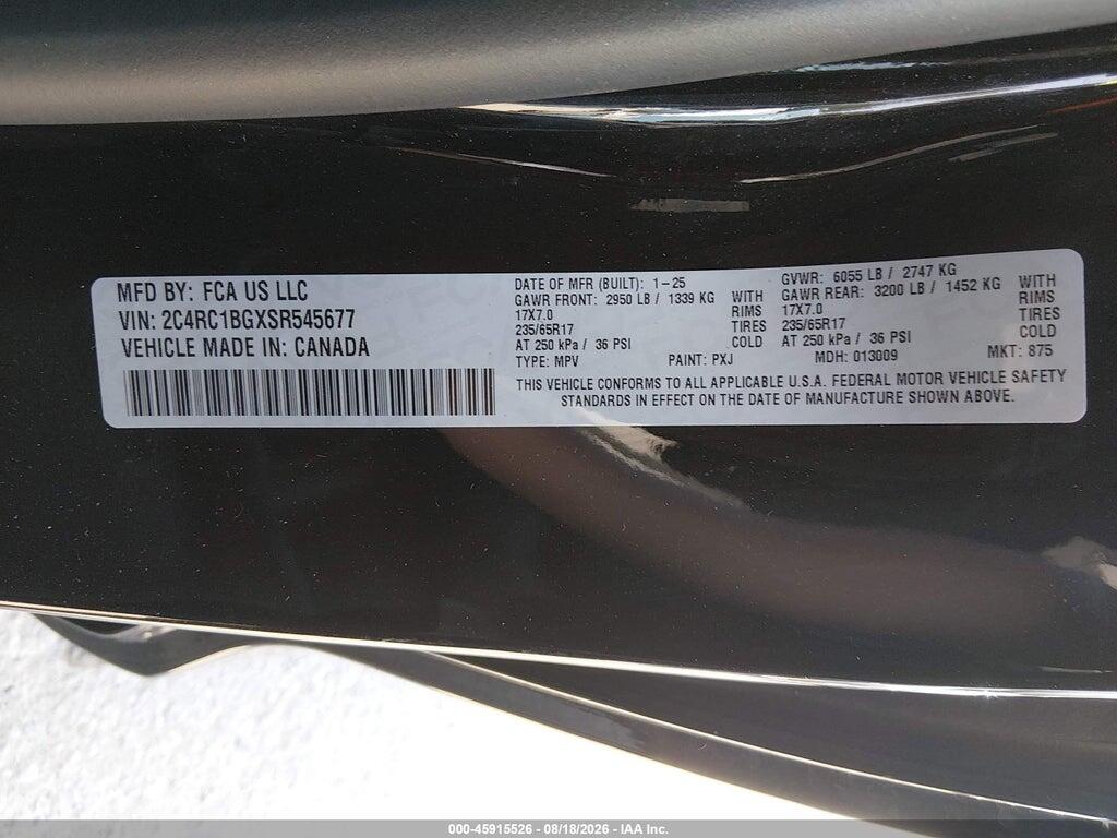 2C4RC1BGXSR545677 2025 CHRYSLER PACIFICA photo no. 9