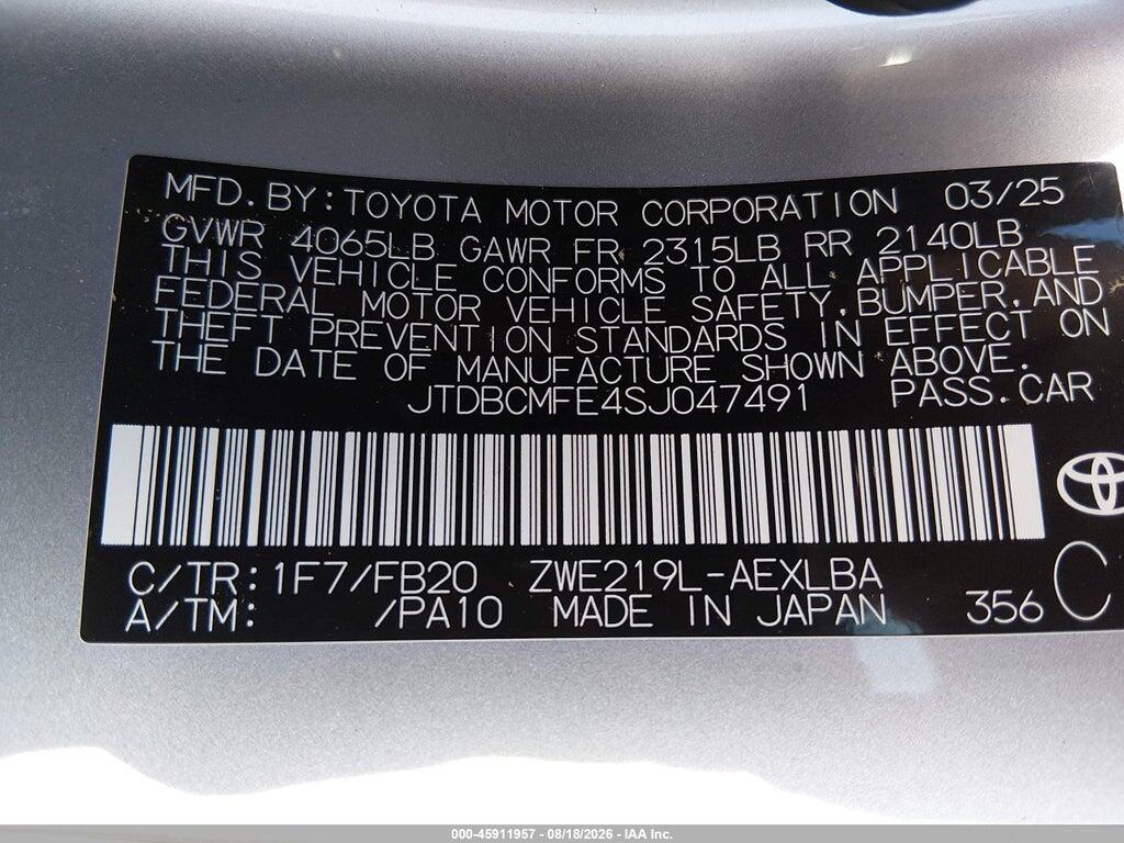 JTDBCMFE4SJ047491 2025 TOYOTA COROLLA photo no. 9