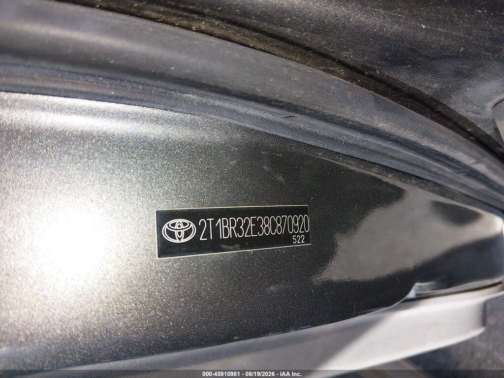 2T1BR32E38C870920 2008 TOYOTA COROLLA photo no. 9