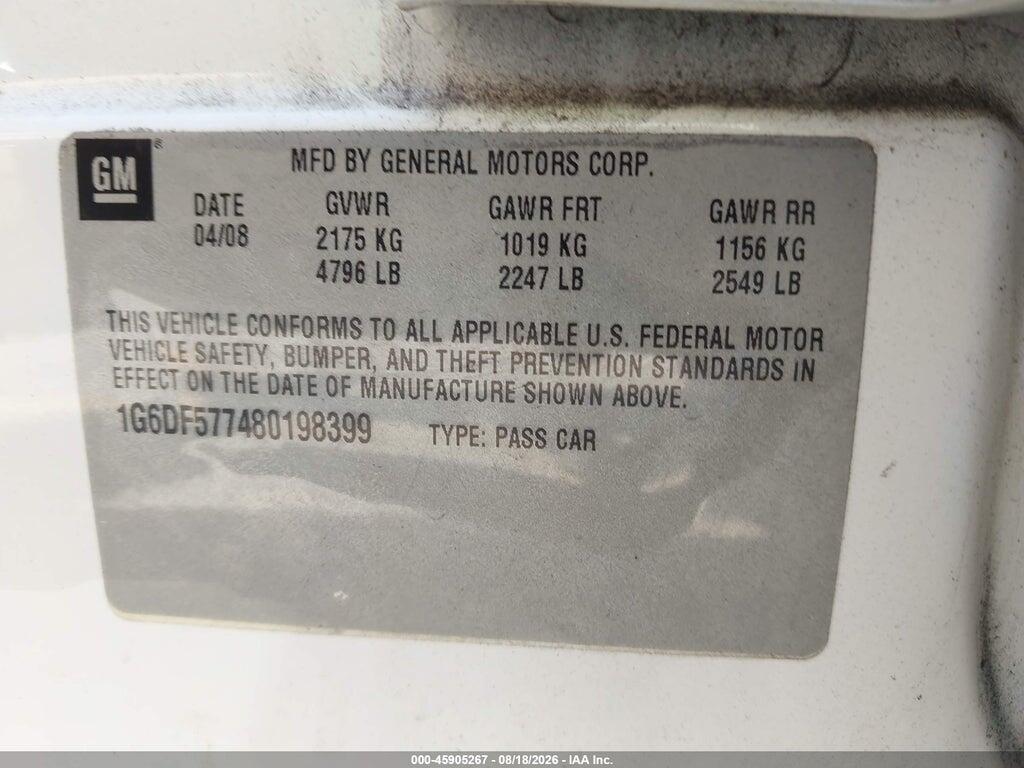 1G6DF577480198399 2008 CADILLAC CTS photo no. 9