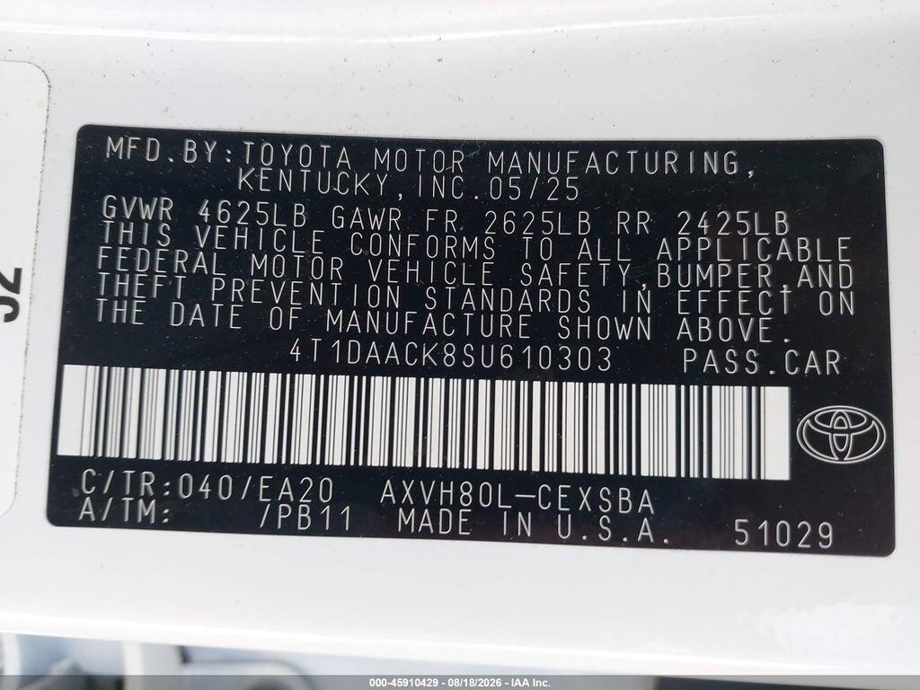 4T1DAACK8SU610303 2025 TOYOTA CAMRY photo no. 8