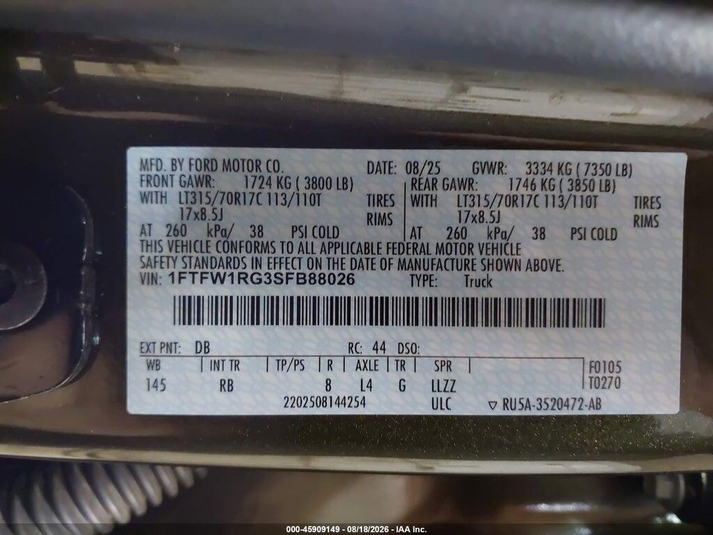1FTFW1RG3SFB88026 2025 FORD F-150 photo no. 9