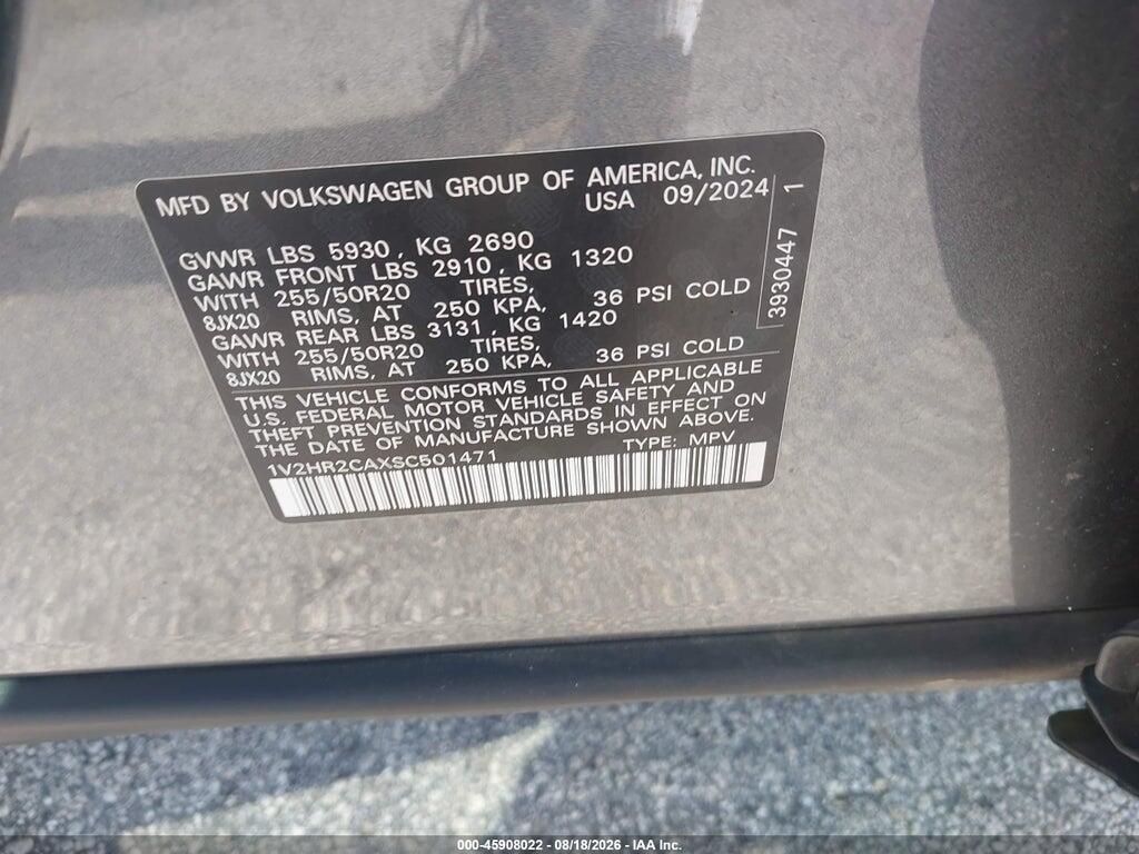 1V2HR2CAXSC501471 2025 VOLKSWAGEN ATLAS photo no. 9