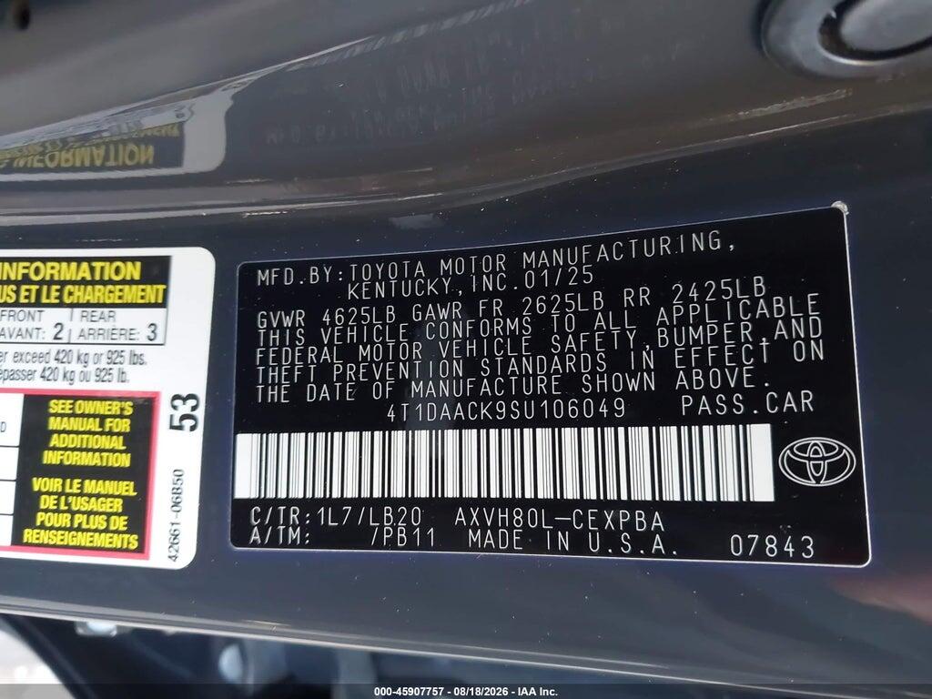 4T1DAACK9SU106049 2025 TOYOTA CAMRY photo no. 9