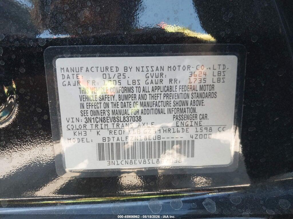 3N1CN8EV8SL837038 2025 NISSAN VERSA photo no. 9