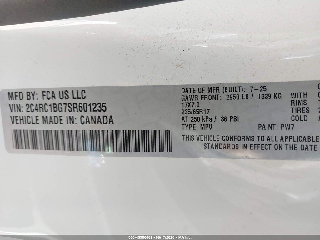 2C4RC1BG7SR601235 2025 CHRYSLER PACIFICA photo no. 9