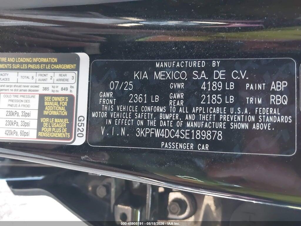 3KPFW4DC4SE189878 2025 KIA K4 photo no. 9