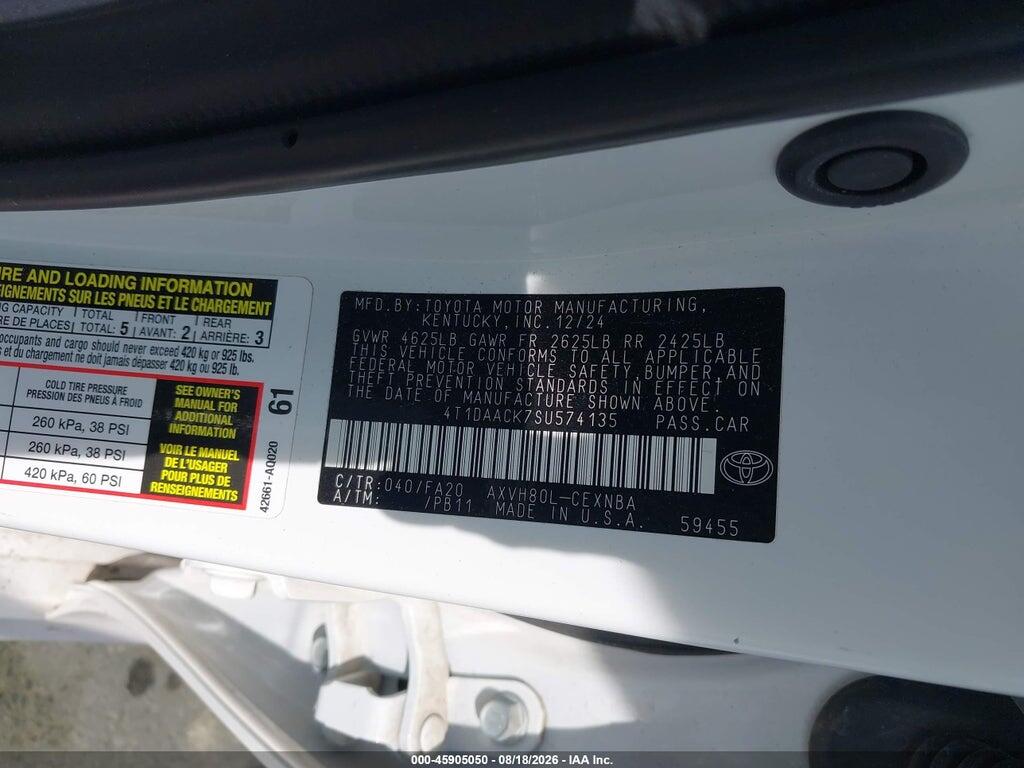 4T1DAACK7SU574135 2025 TOYOTA CAMRY photo no. 9
