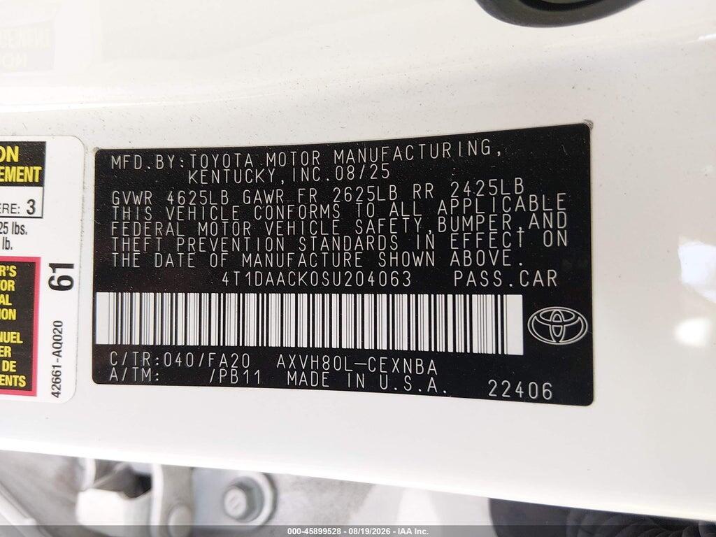 4T1DAACK0SU204063 2025 TOYOTA CAMRY photo no. 9