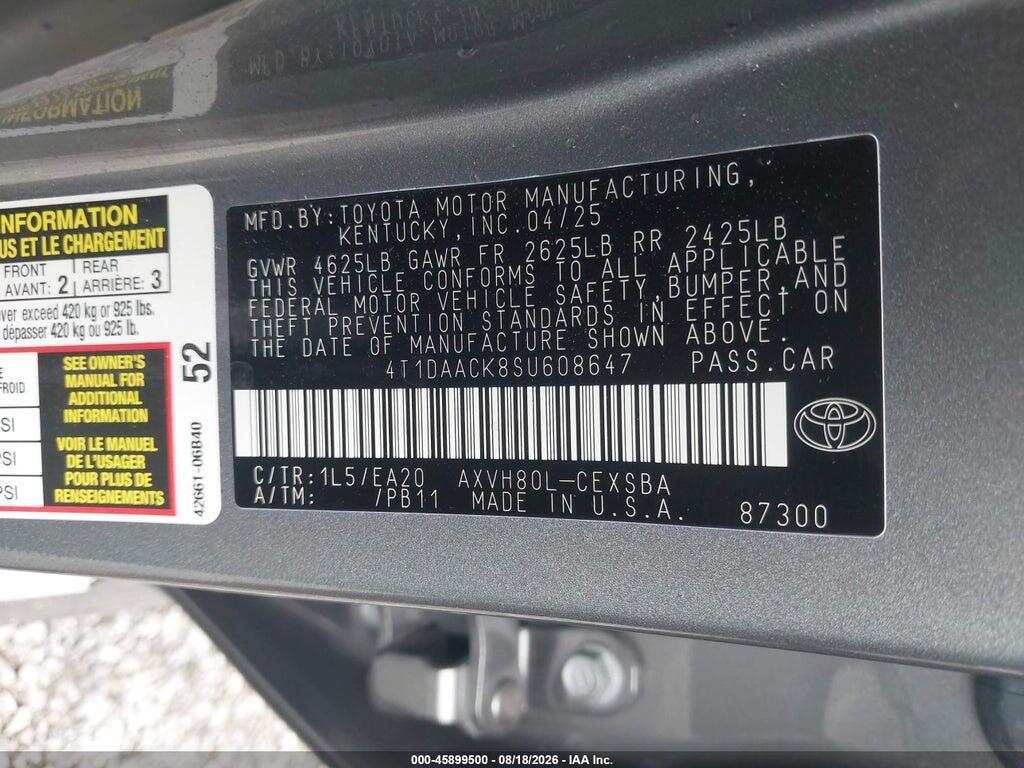 4T1DAACK8SU608647 2025 TOYOTA CAMRY photo no. 9