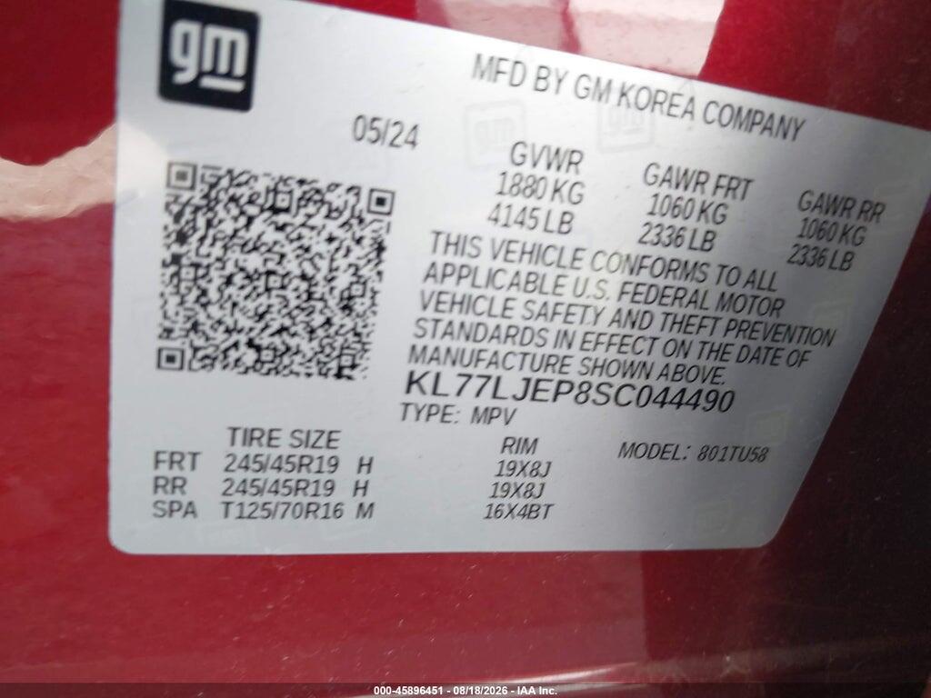 KL77LJEP8SC044490 2025 CHEVROLET TRAX photo no. 9