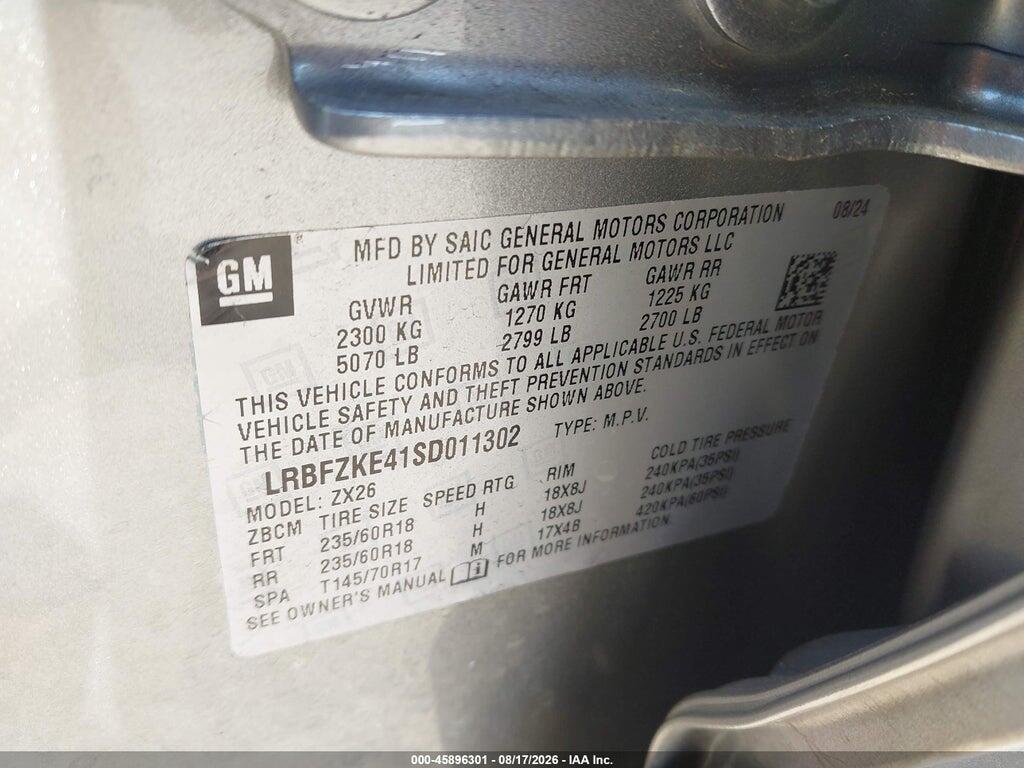 LRBFZKE41SD011302 2025 BUICK ENVISION photo no. 9