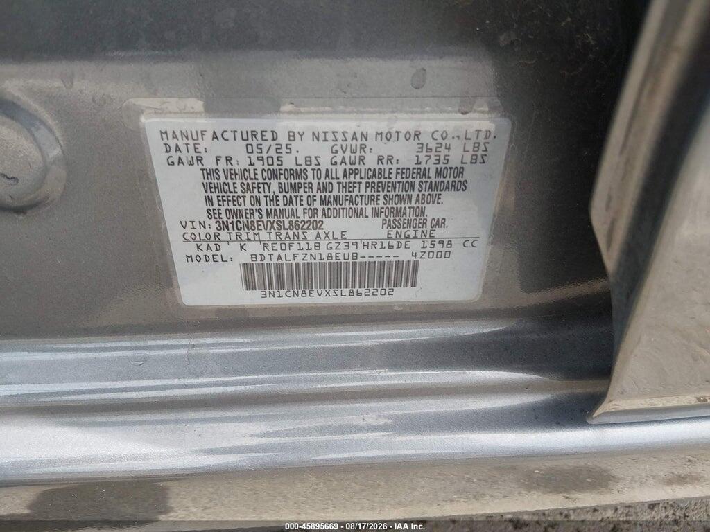3N1CN8EVXSL862202 2025 NISSAN VERSA photo no. 9