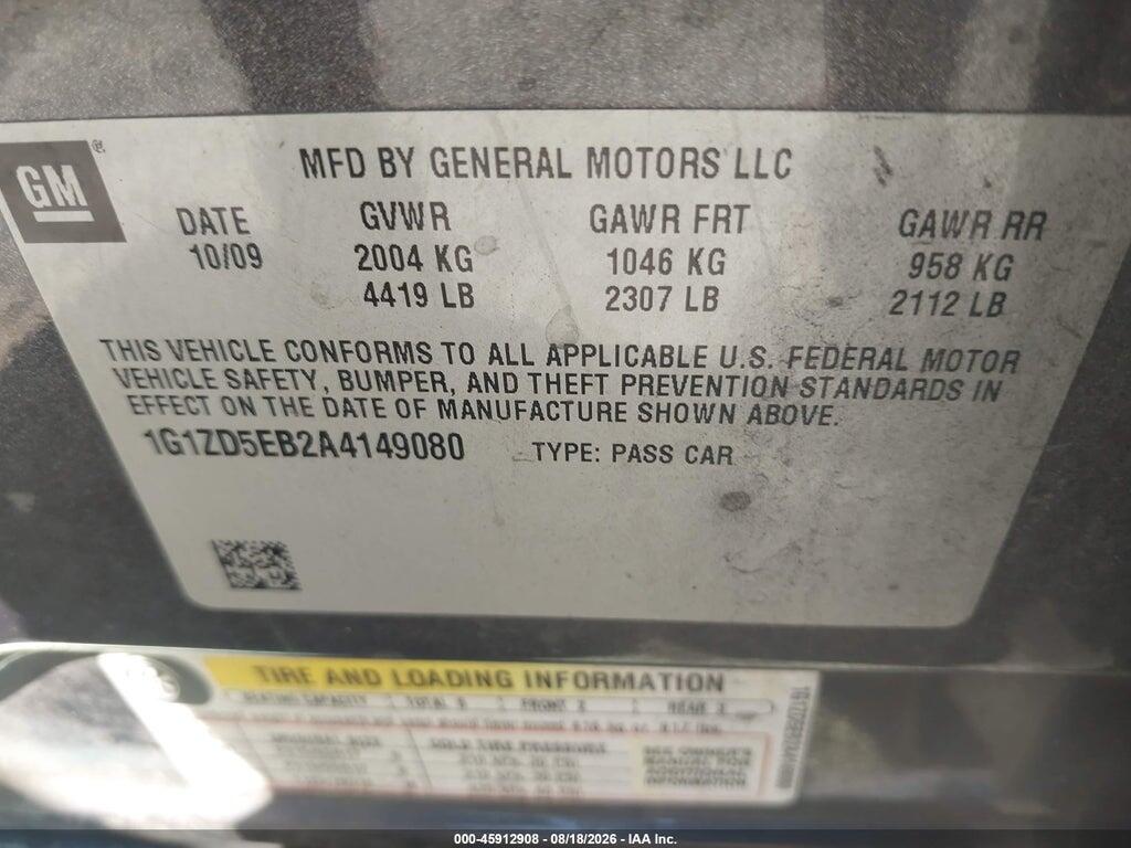 1G1ZD5EB2A4149080 2010 CHEVROLET MALIBU photo no. 9