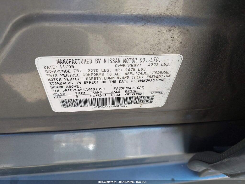 JN1CV6AP1AM401650 2010 INFINITI G37 photo no. 9