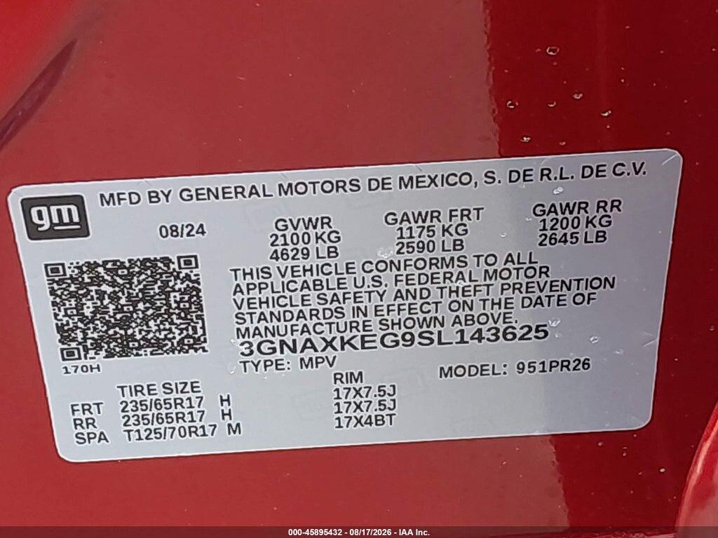 3GNAXKEG9SL143625 2025 CHEVROLET EQUINOX photo no. 9