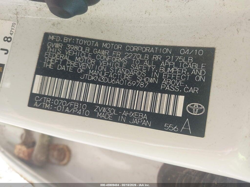 JTDKN3DU6A0169787 2010 TOYOTA PRIUS photo no. 9