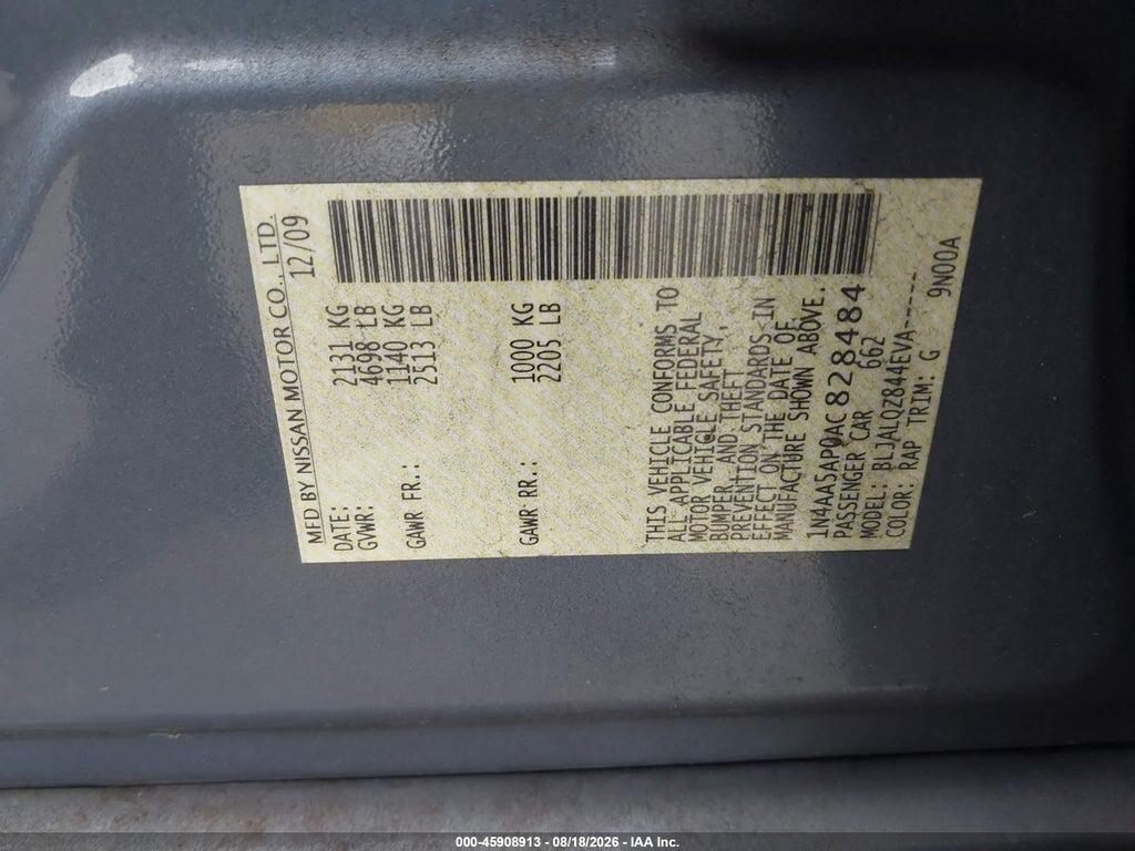 1N4AA5AP0AC828484 2010 NISSAN MAXIMA photo no. 9