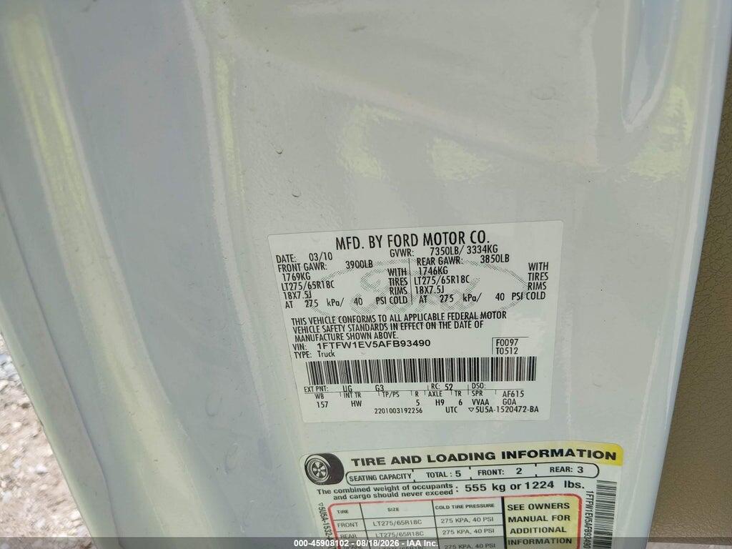 1FTFW1EV5AFB93490 2010 FORD F-150 photo no. 9