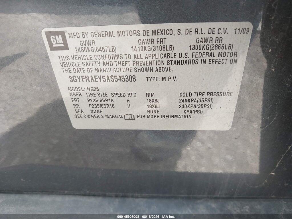 3GYFNAEY5AS545308 2010 CADILLAC SRX photo no. 9
