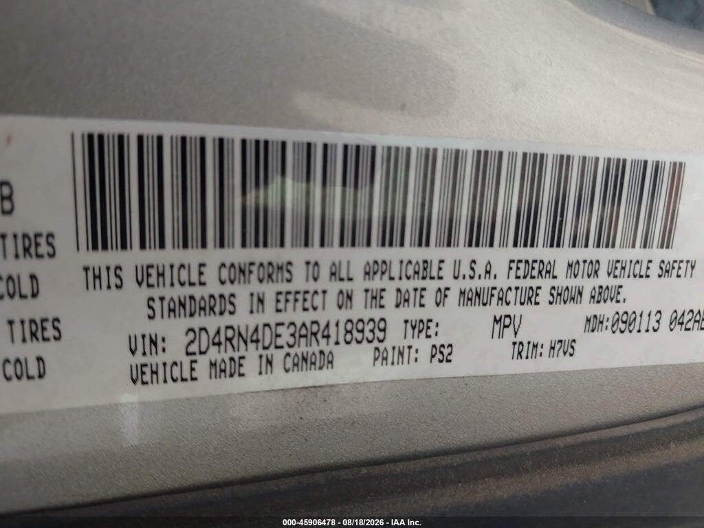 2D4RN4DE3AR418939 2010 DODGE GRAND CARAVAN photo no. 9