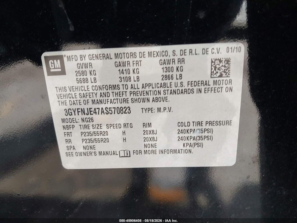 3GYFNJE47AS570823 2010 CADILLAC SRX photo no. 9