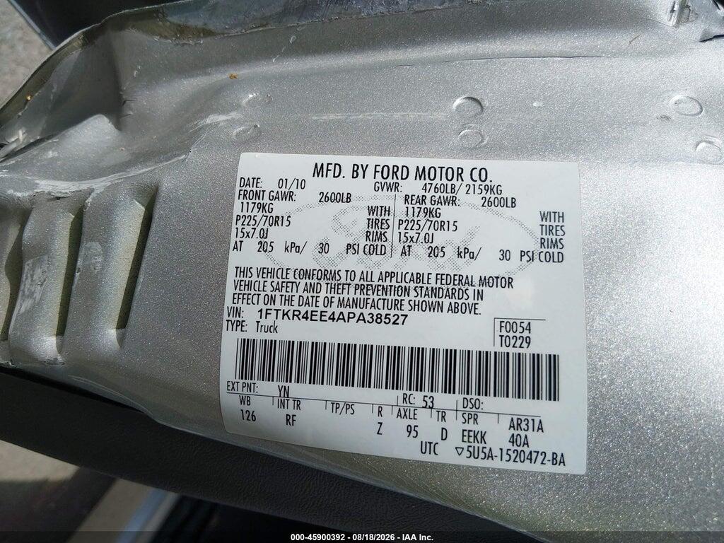 1FTKR4EE4APA38527 2010 FORD RANGER photo no. 9