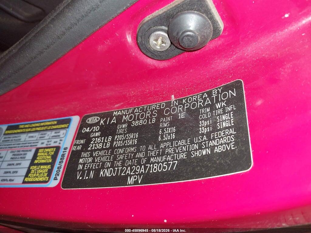 KNDJT2A29A7180577 2010 KIA SOUL photo no. 9