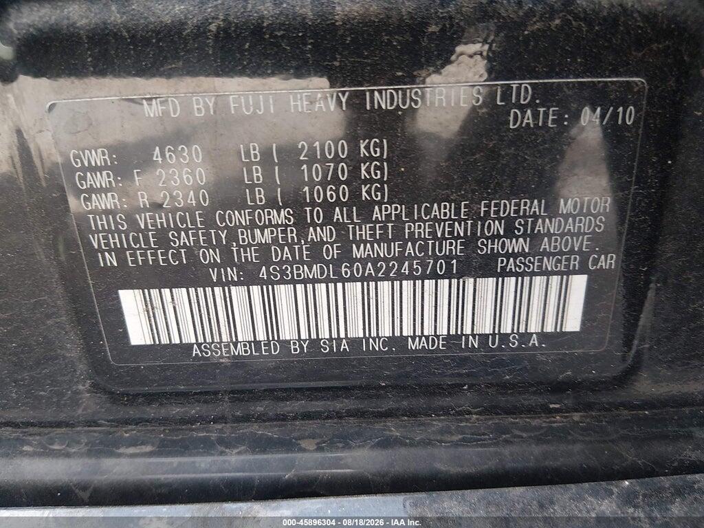 4S3BMDL60A2245701 2010 SUBARU LEGACY photo no. 9