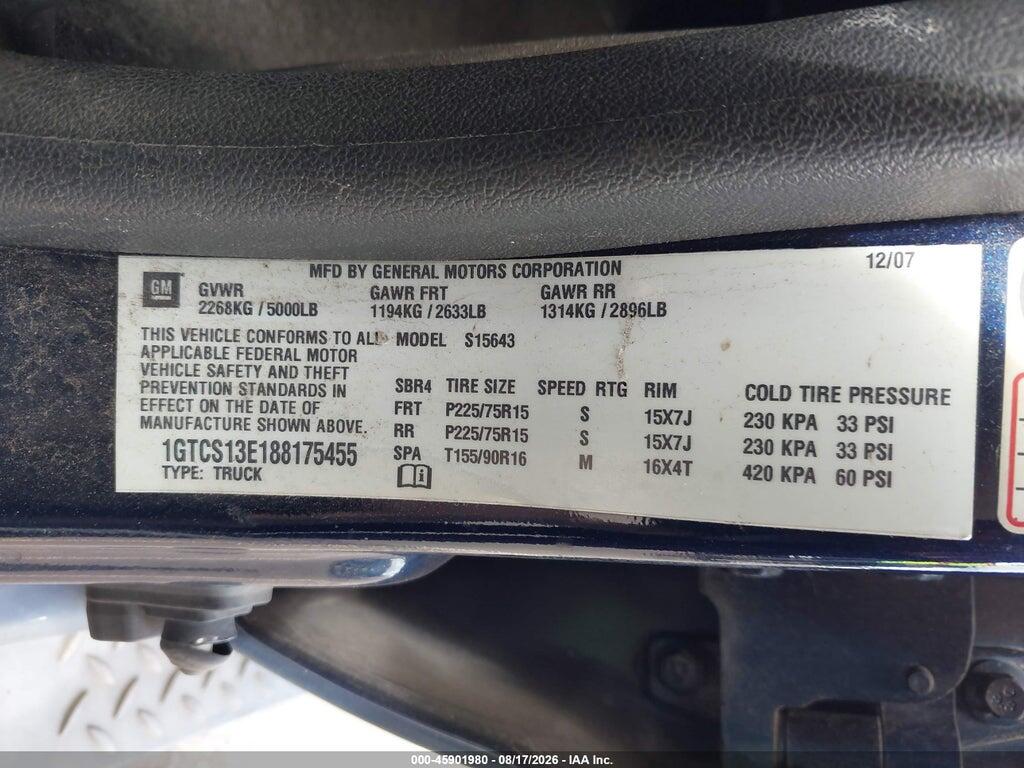 1GTCS13E188175455 2008 GMC CANYON photo no. 9